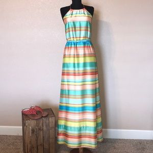 Ann Taylor Striped Halter Maxi Dress Sz 4